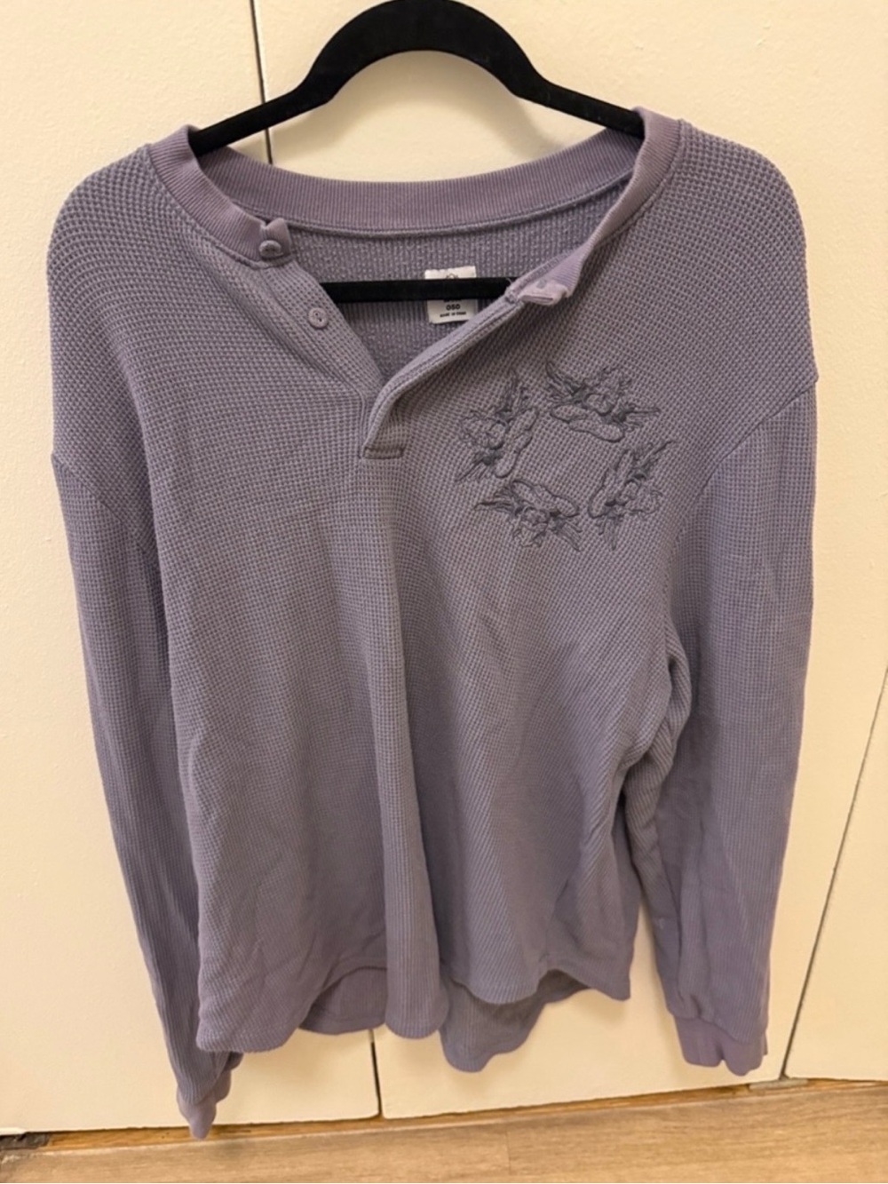 Boys Lie Lavender Waffle Knit Top with Subtle Embroidery. One Size